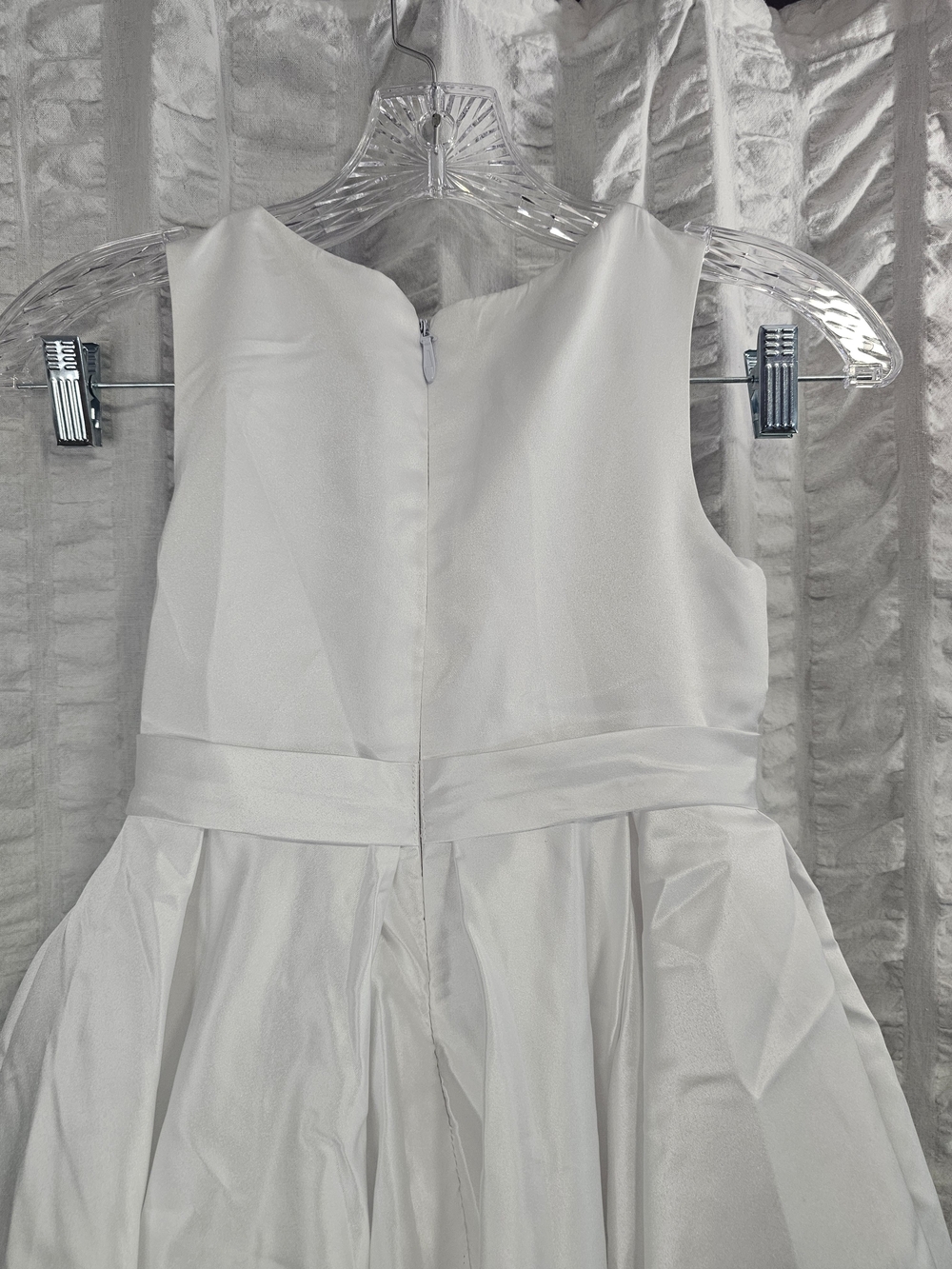 Azazie Coco Flower Girl Communion Pageant White A-Line Bow Matte Satin Dress - Picture 10 of 15